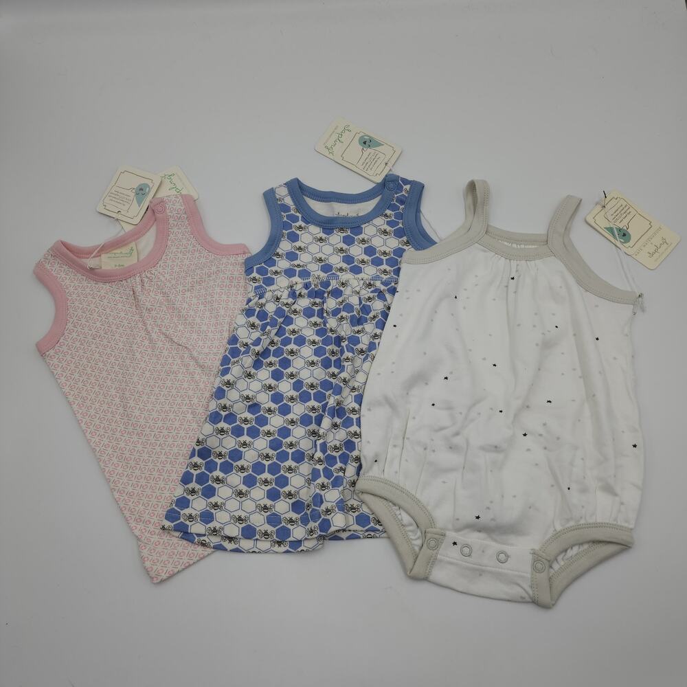 Sapling Bundle of Three Pieces Bee Dress Pink Tank Star Bubble Suit 3-6 Months